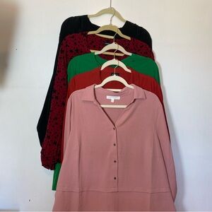 Lot Of 6 Women’s 2xl 2x 3x Plus Size Blouses Tops Button Down Shirts Work